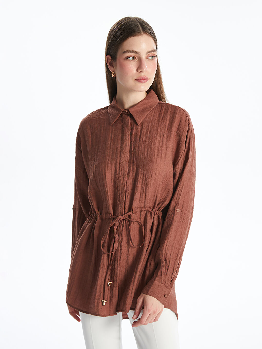LCWAIKIKI Classic Woman BROWN Shirt Tunic -S5PJ72Z8-R1X