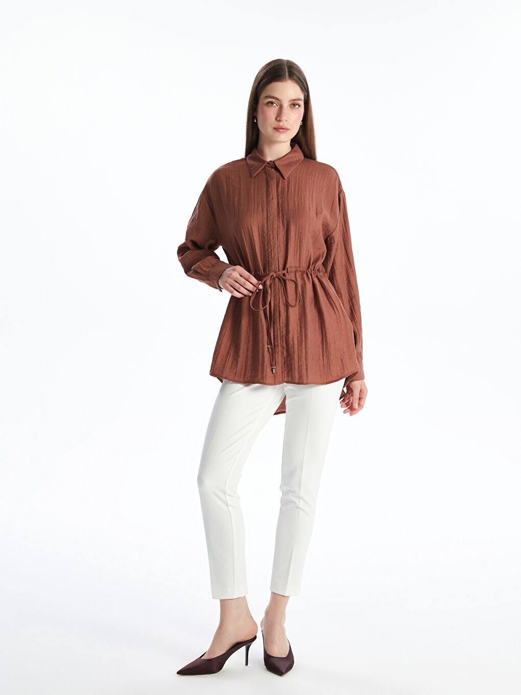LCWAIKIKI Classic Woman BROWN Shirt Tunic -S5PJ72Z8-R1X