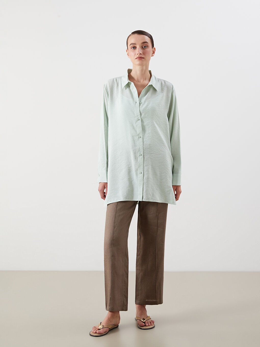 LCWAIKIKI Classic Woman GREEN Shirt Tunic -S5PJ75Z8-G4G