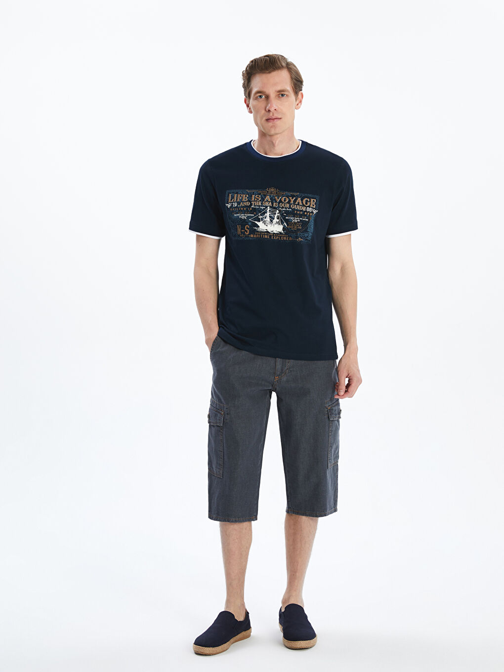 T-shirt en Jersey Imprimé à Col Rond pour Hommes-1