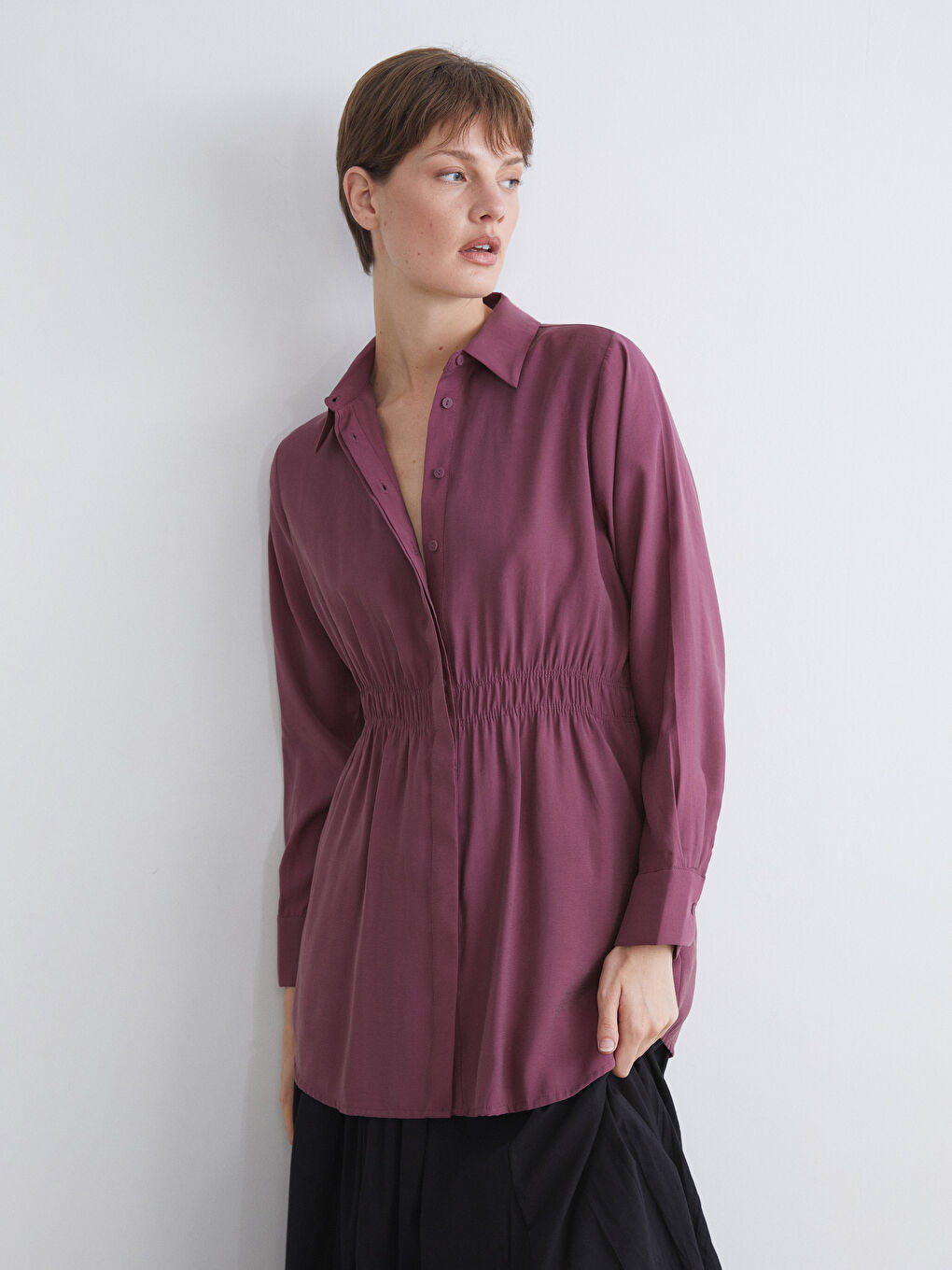 LCWAIKIKI Classic Woman BORDEAUX Shirt Tunic -S5PK00Z8-EXC