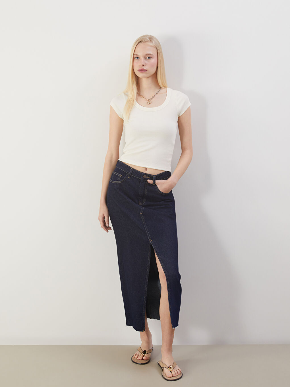 Woman BLUE Denim Skirt -S5PK07Z8-J0N