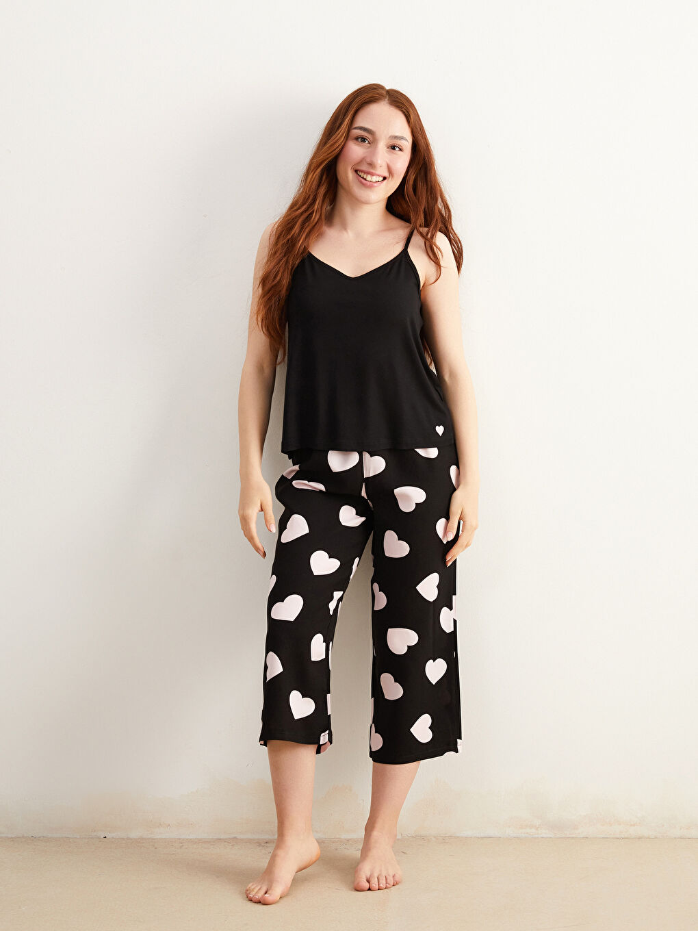Woman BLACK Capri Pyjamas Set -S5PK23Z8-LQJ