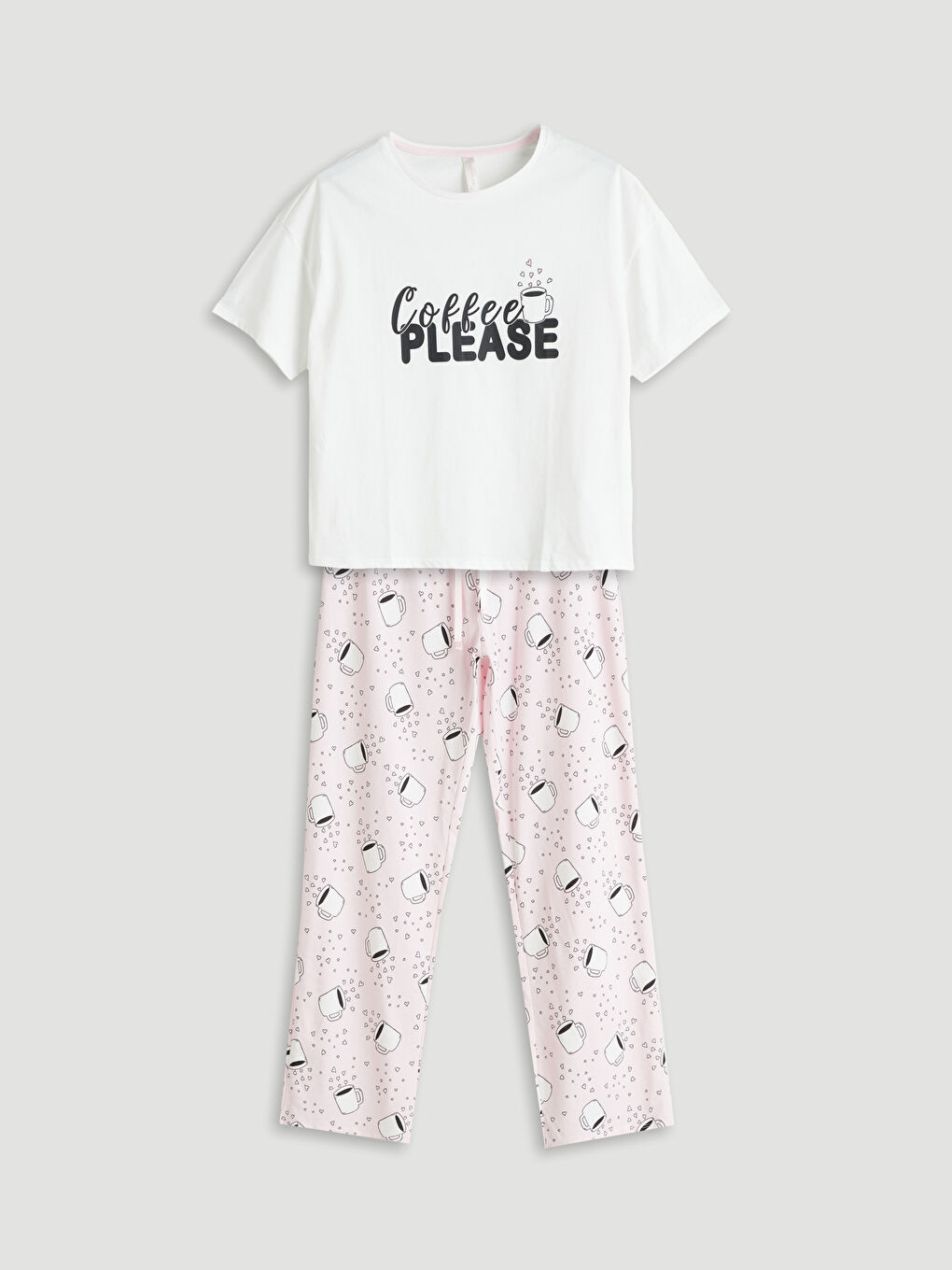 Petite Crew Neck Printed Women's Pyjama Set -S5PK30Z8-LT4