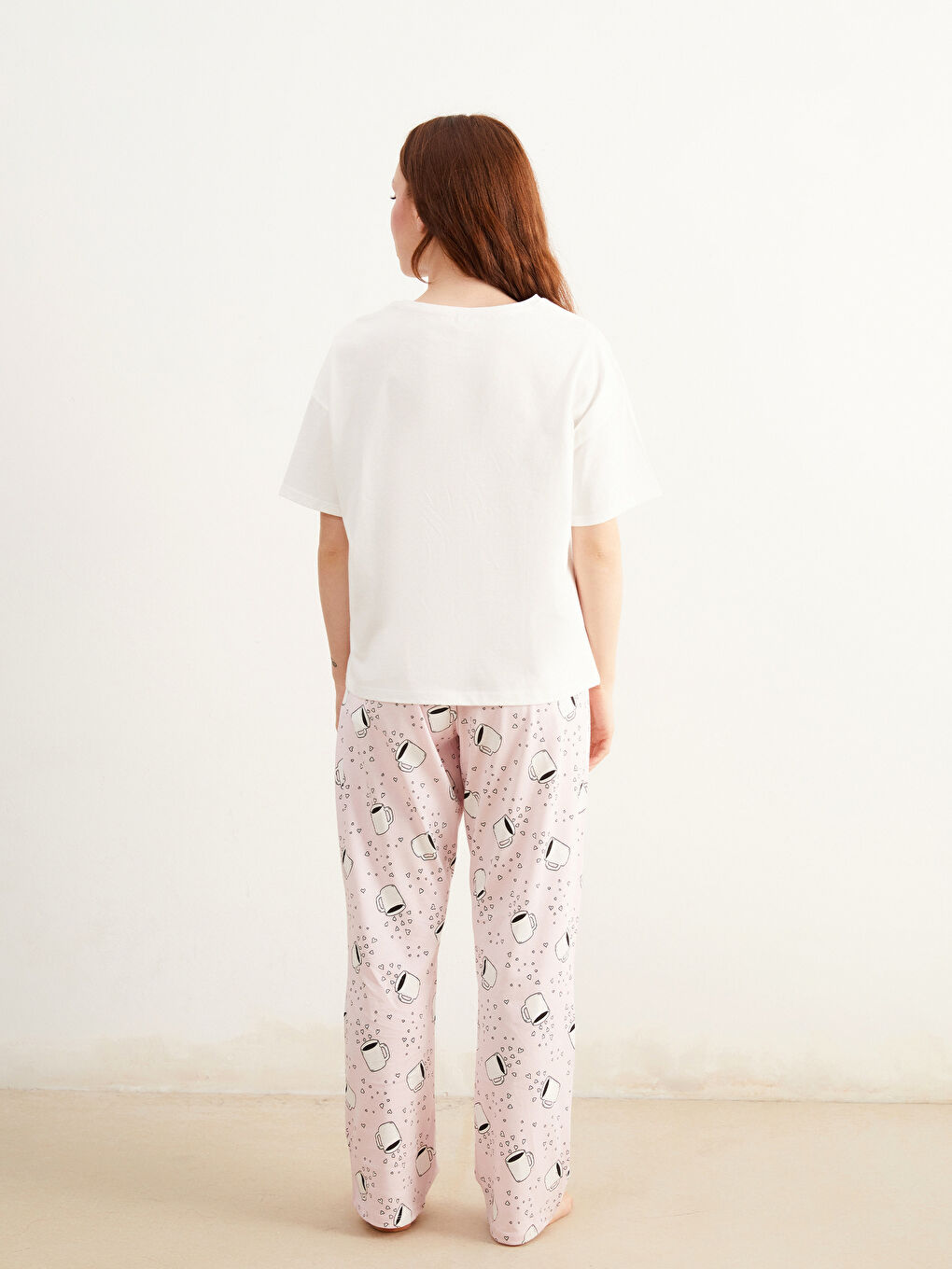 Petite Crew Neck Printed Women's Pyjama Set -S5PK30Z8-LT4