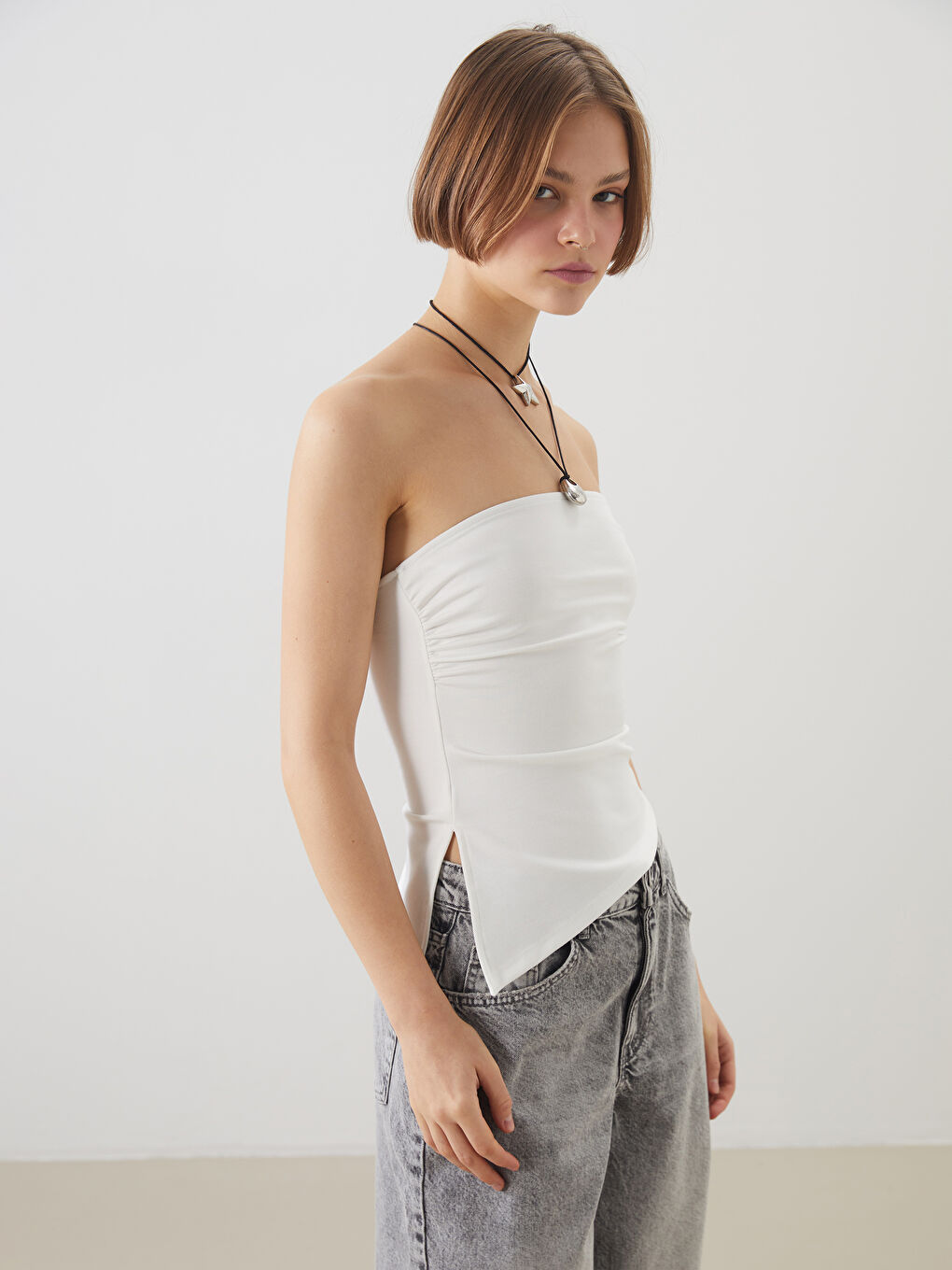 XSIDE Strapless Gathered Blouse -S5PK41Z8-Q6K