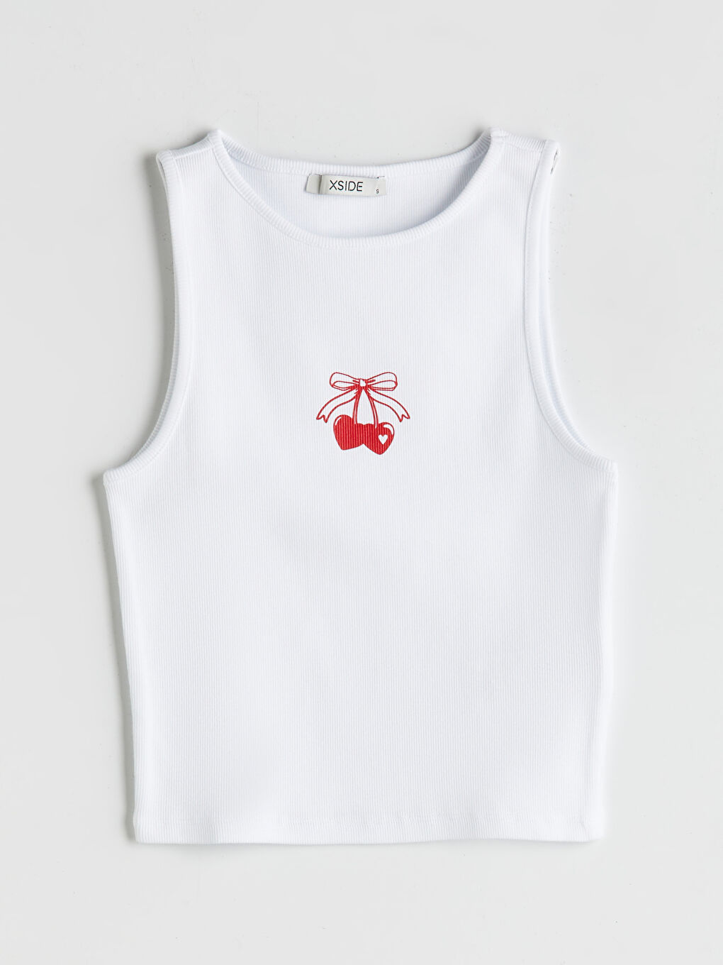 Crew Neck Cherry Printed Women's Tank Top -S5PK42Z8-Q6K