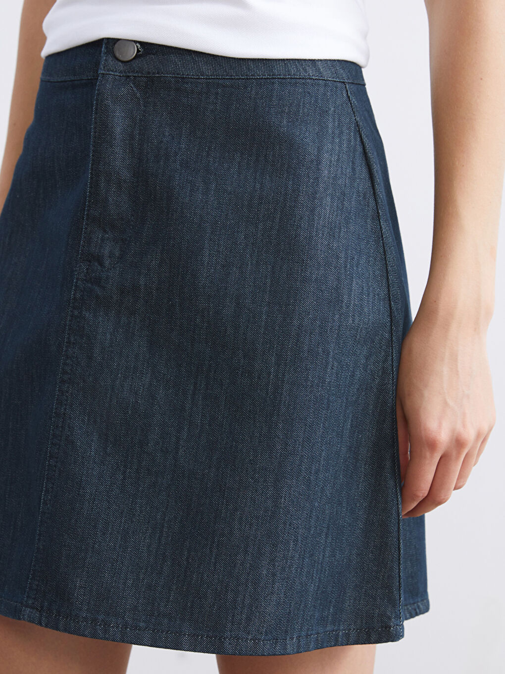 İndigo Standart Fit Mini Jean Etek-2