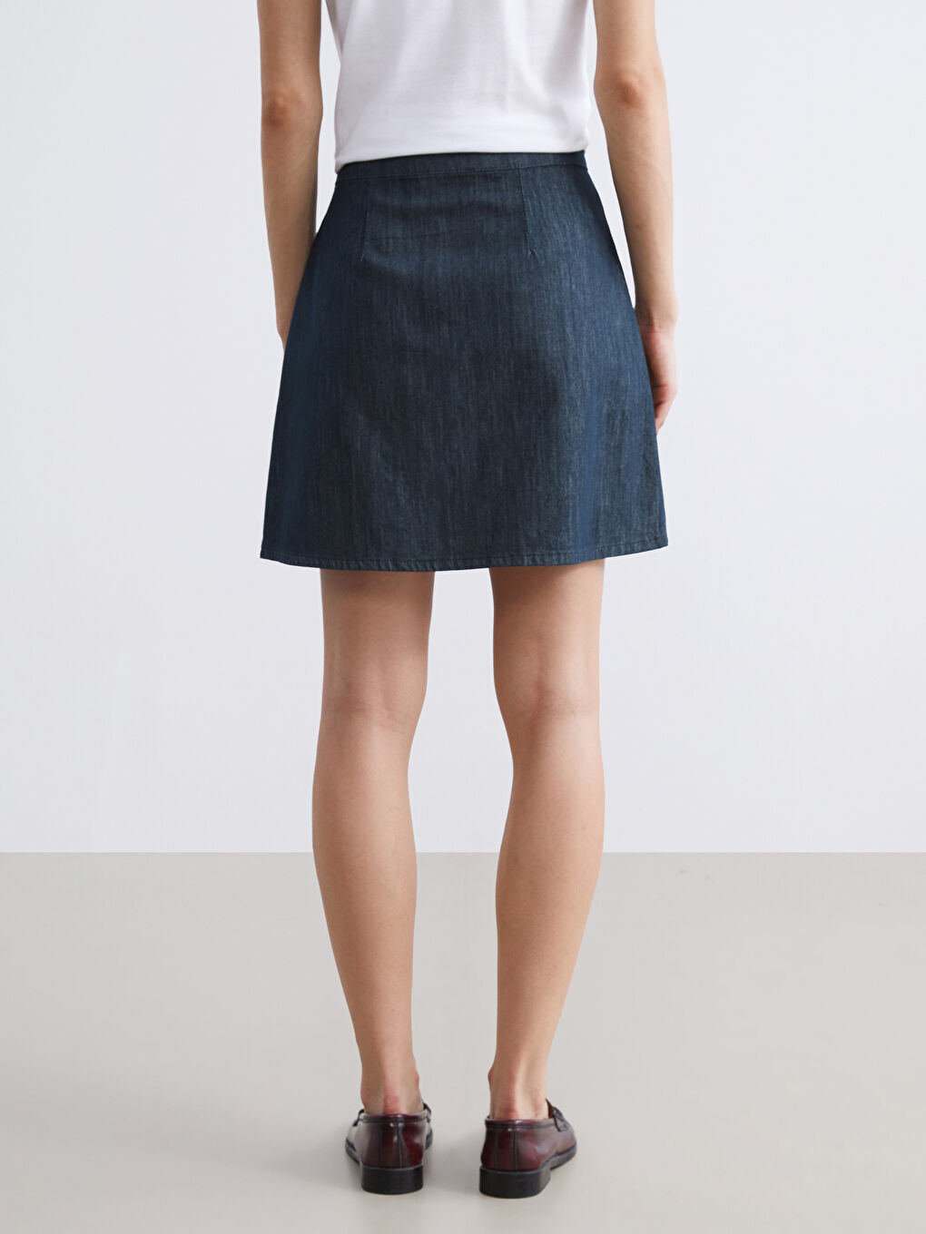 İndigo Standart Fit Mini Jean Etek-3