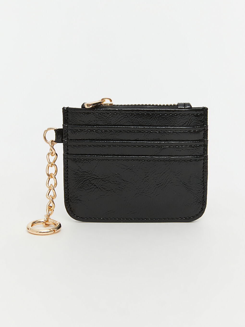 Siyah Deri Görünümlü Kadın Kartlık