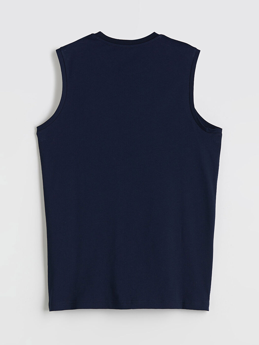 Lacivert Bisiklet Yaka Baskılı Erkek Kolsuz Tişört-5