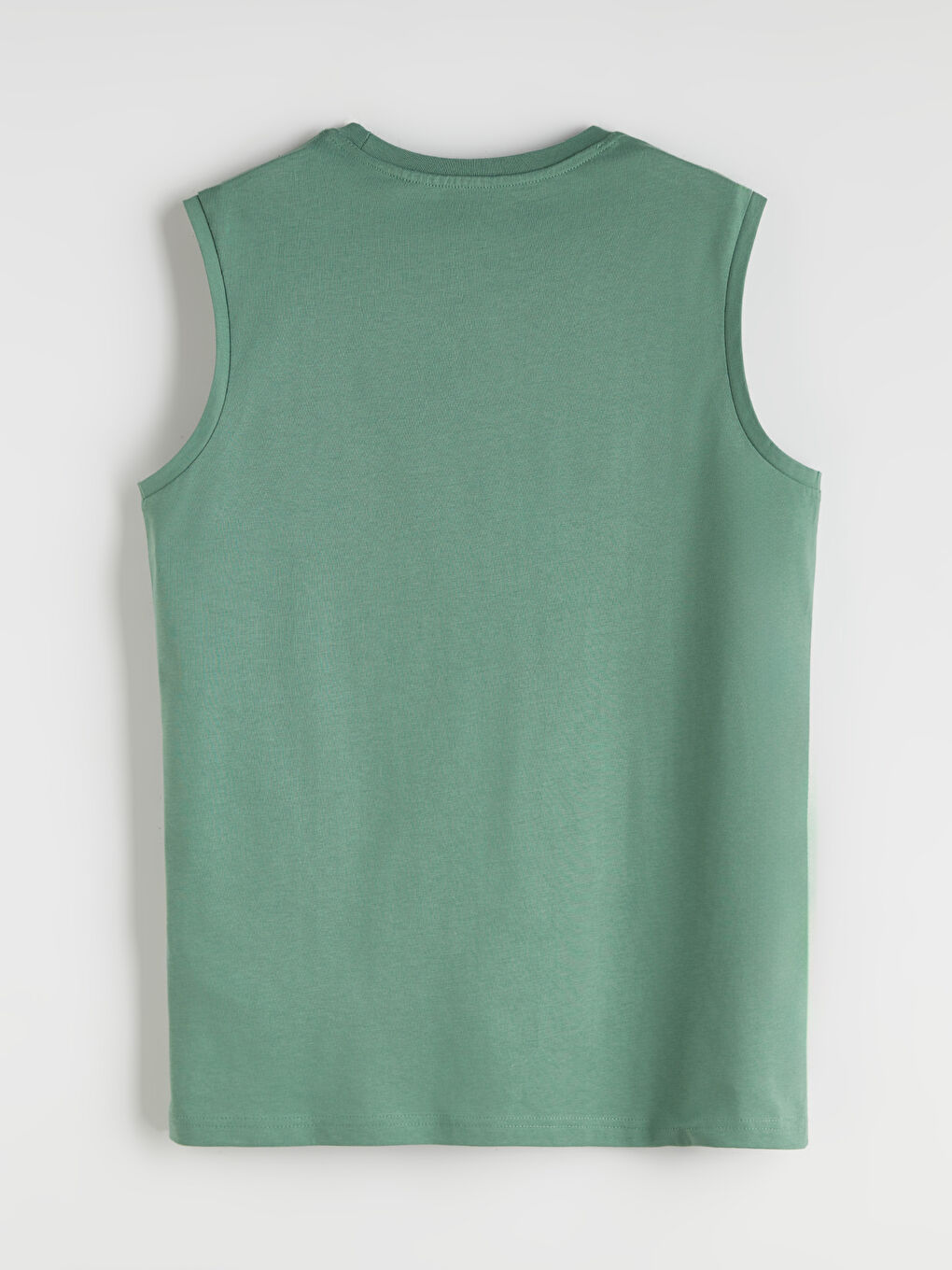 Yeşil Bisiklet Yaka Baskılı Erkek Kolsuz Tişört-5