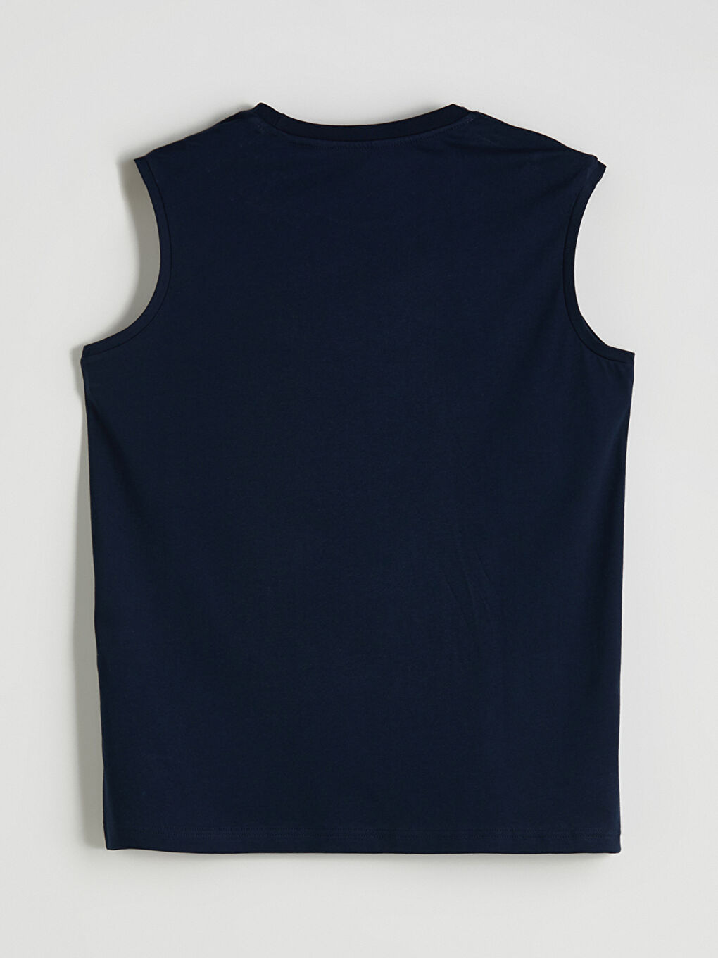 Lacivert Bisiklet Yaka Baskılı Erkek Kolsuz Tişört-5