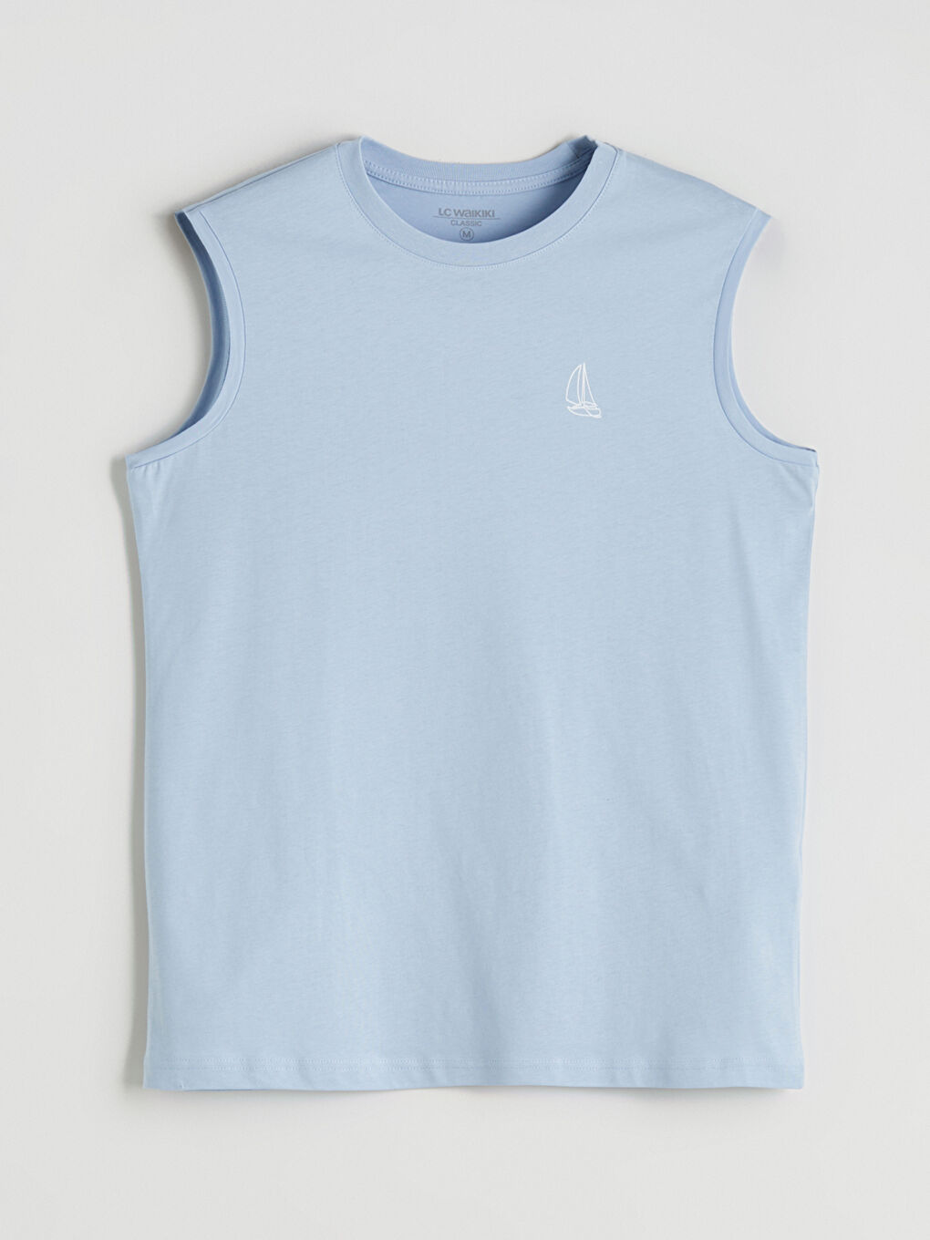 Mavi Bisiklet Yaka Baskılı Erkek Kolsuz Tişört-4