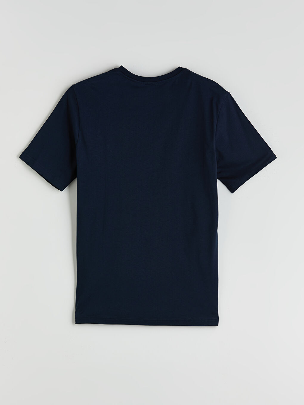 Lacivert Bisiklet Yaka Baskılı Penye Erkek Tişört-5