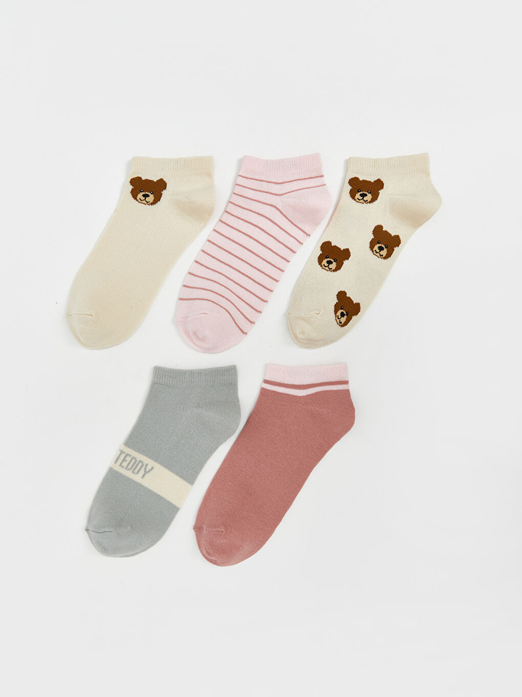 Patterned Women's Trainer Socks 5 Pack -S5PL00Z8-FDP