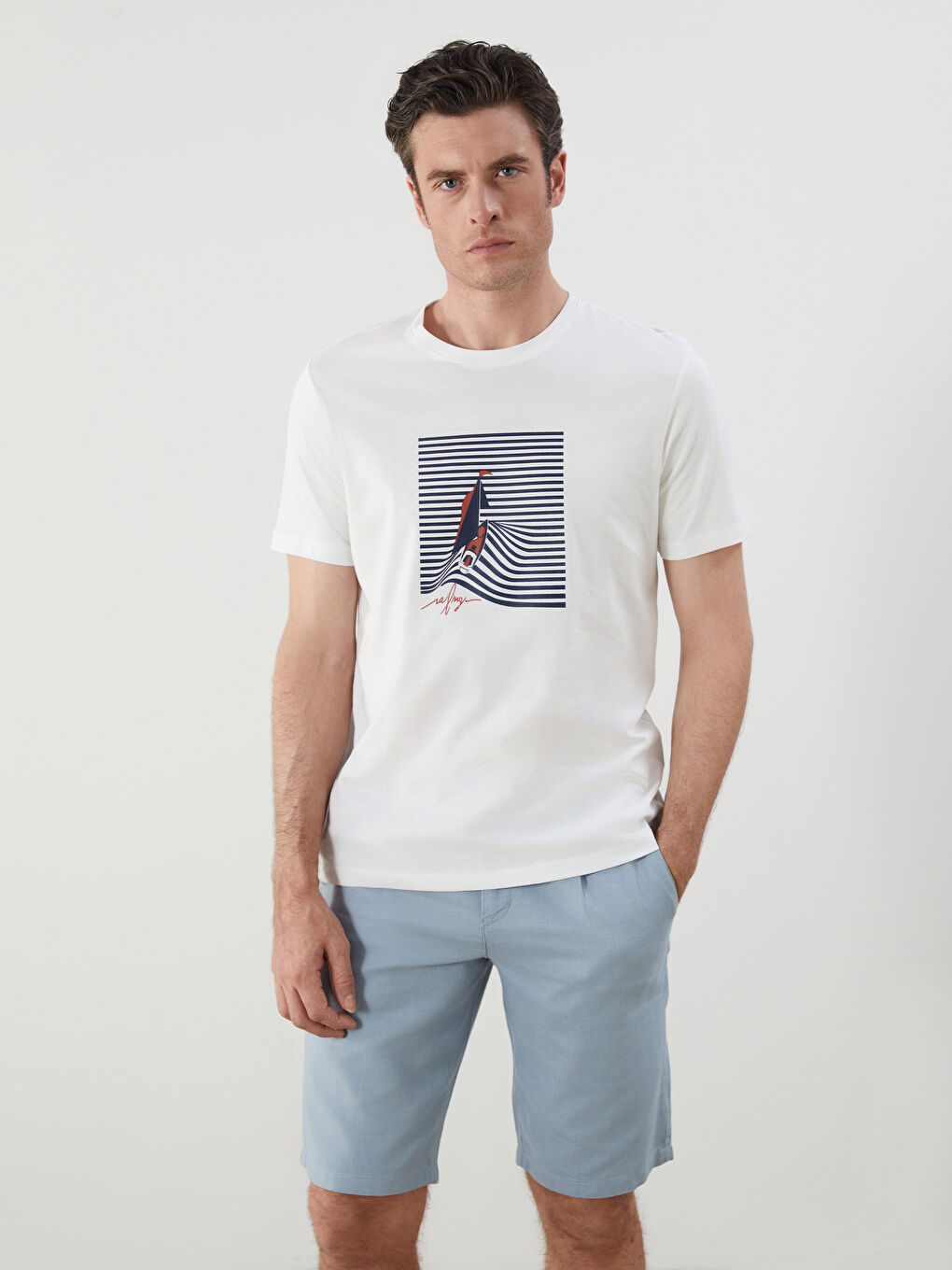 Crew Neck Printed Jersey Men's T-Shirt -S5PL81Z8-R9J