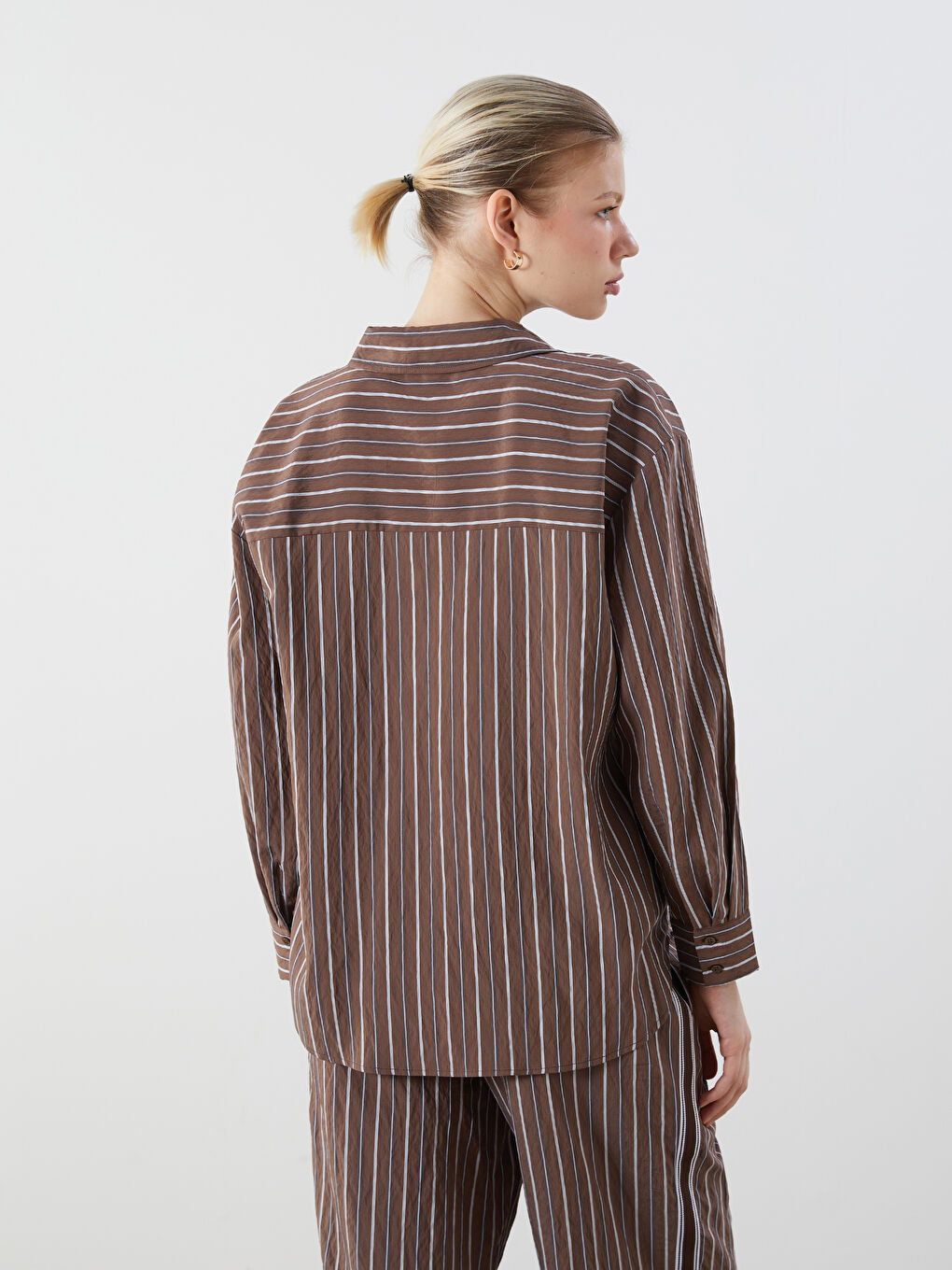 Striped Oversize Women's Shirt -S5PL99Z8-LEW