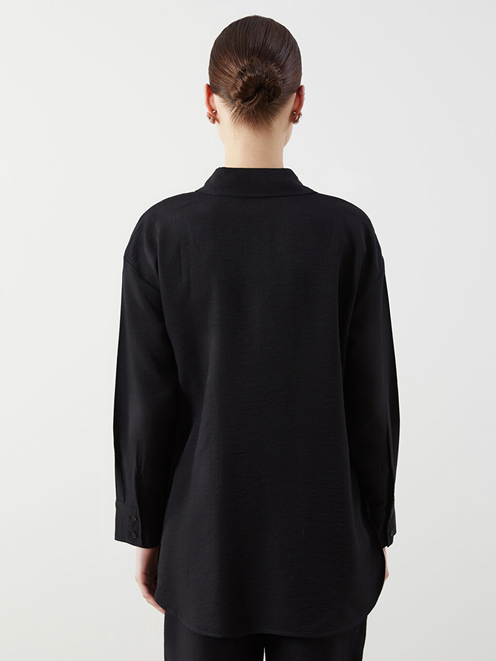 LCW Modest Siyah Loose Fit Kadın Gömlek Tunik - 3