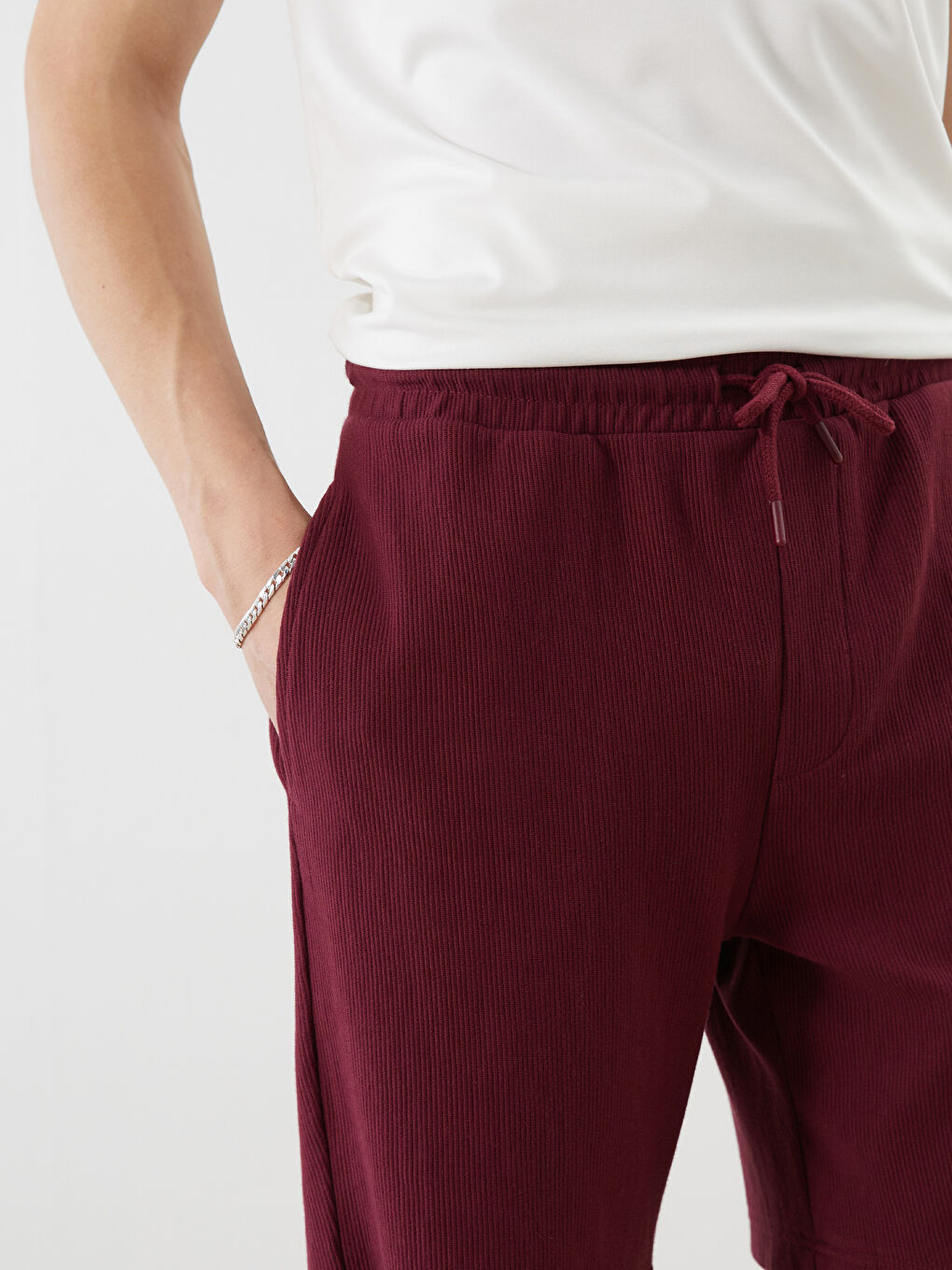 Bordo Standart Kalıp Erkek Şort-2