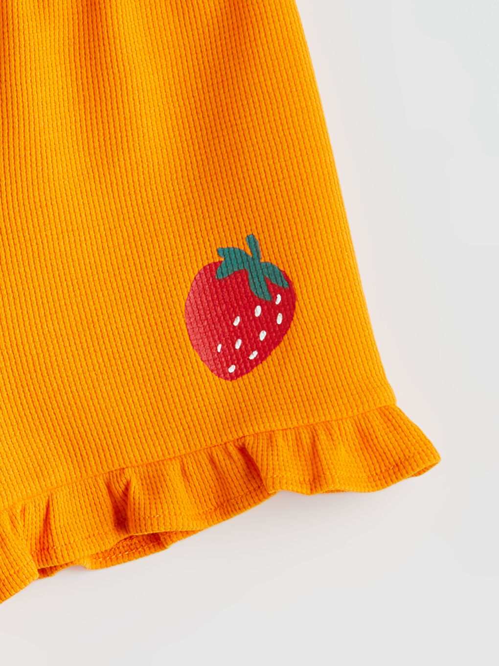 Turuncu Beli Lastikli Kız Çocuk Şort-1