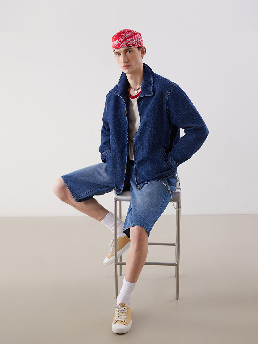 İndigo Rahat Kalıp Erkek Jean Ceket