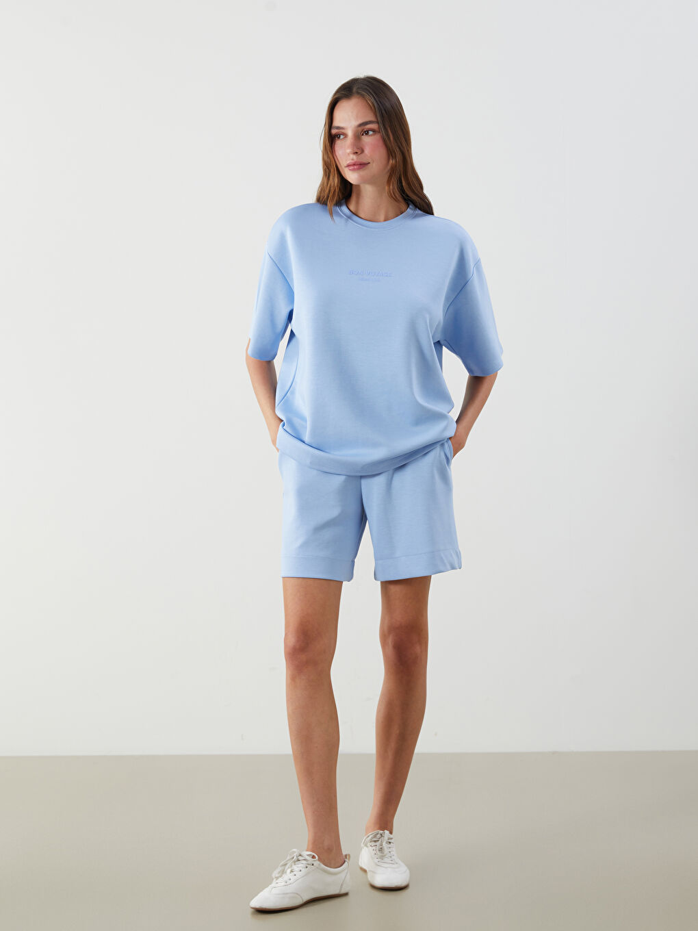 Crew Neck Printed Oversize Women's T-Shirt -S5PN00Z8-QYB