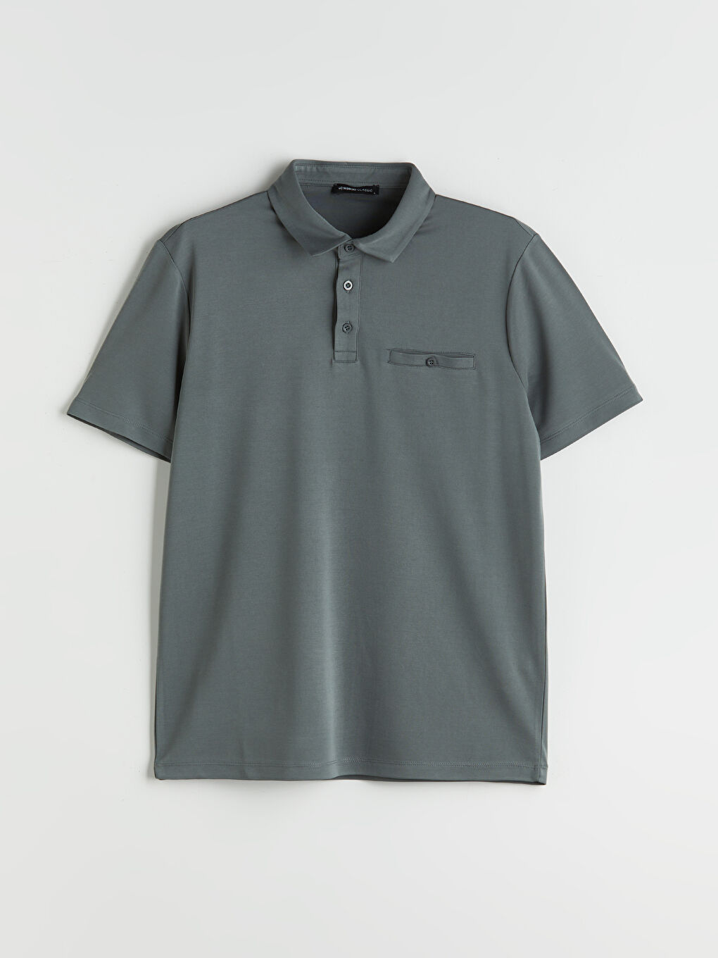 Haki Polo Yaka Merserize Görünümlü Erkek Tişört-4