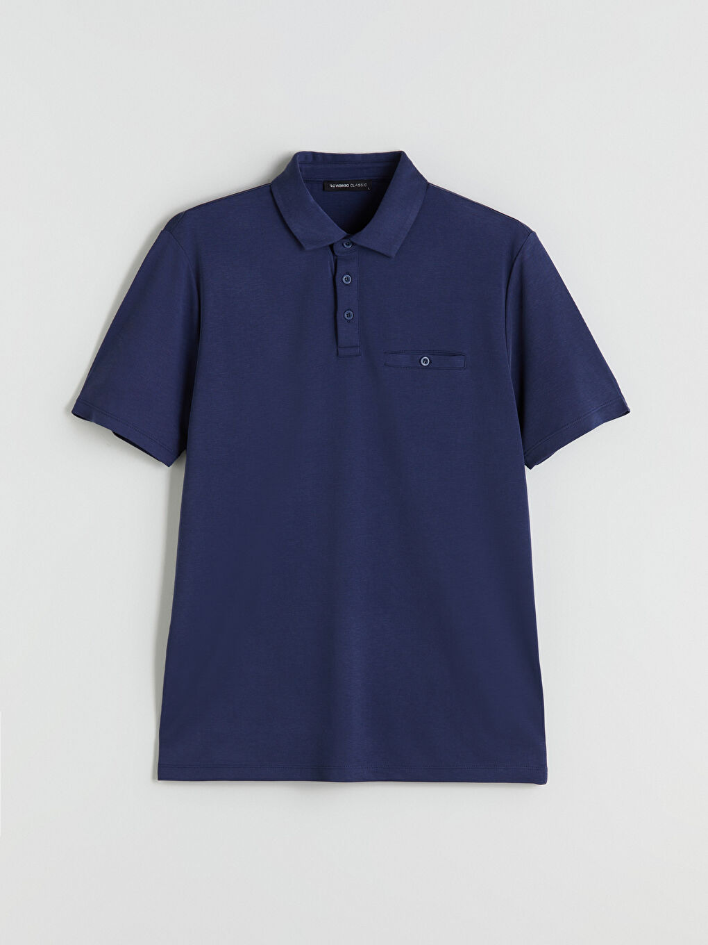 Mavi Polo Yaka Merserize Görünümlü Erkek Tişört-4