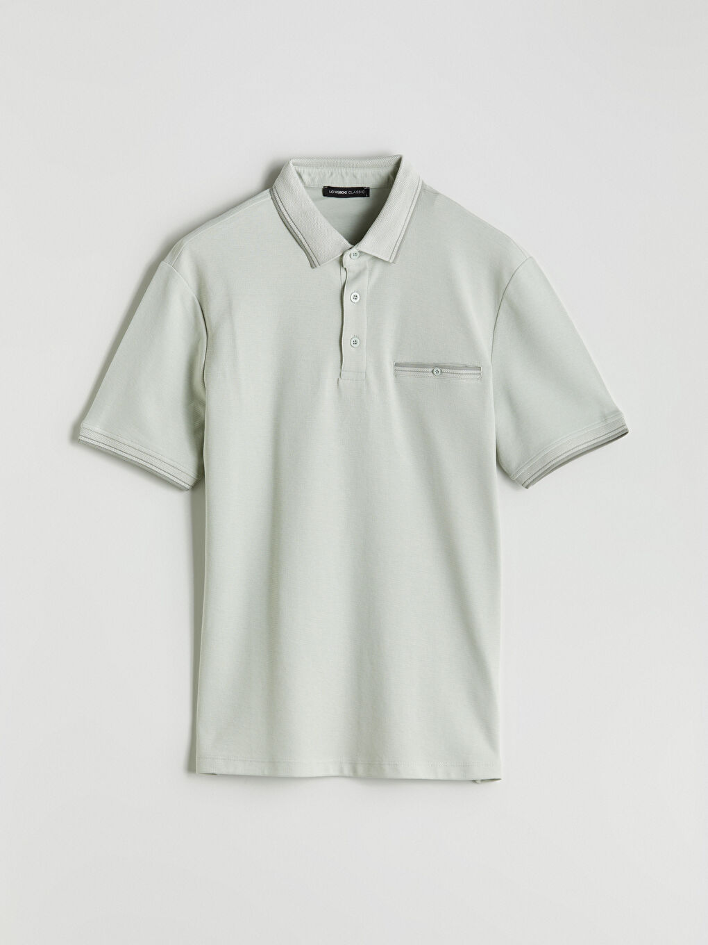 Yeşil Polo Yaka Merserize Görünümlü Erkek Tişört-4