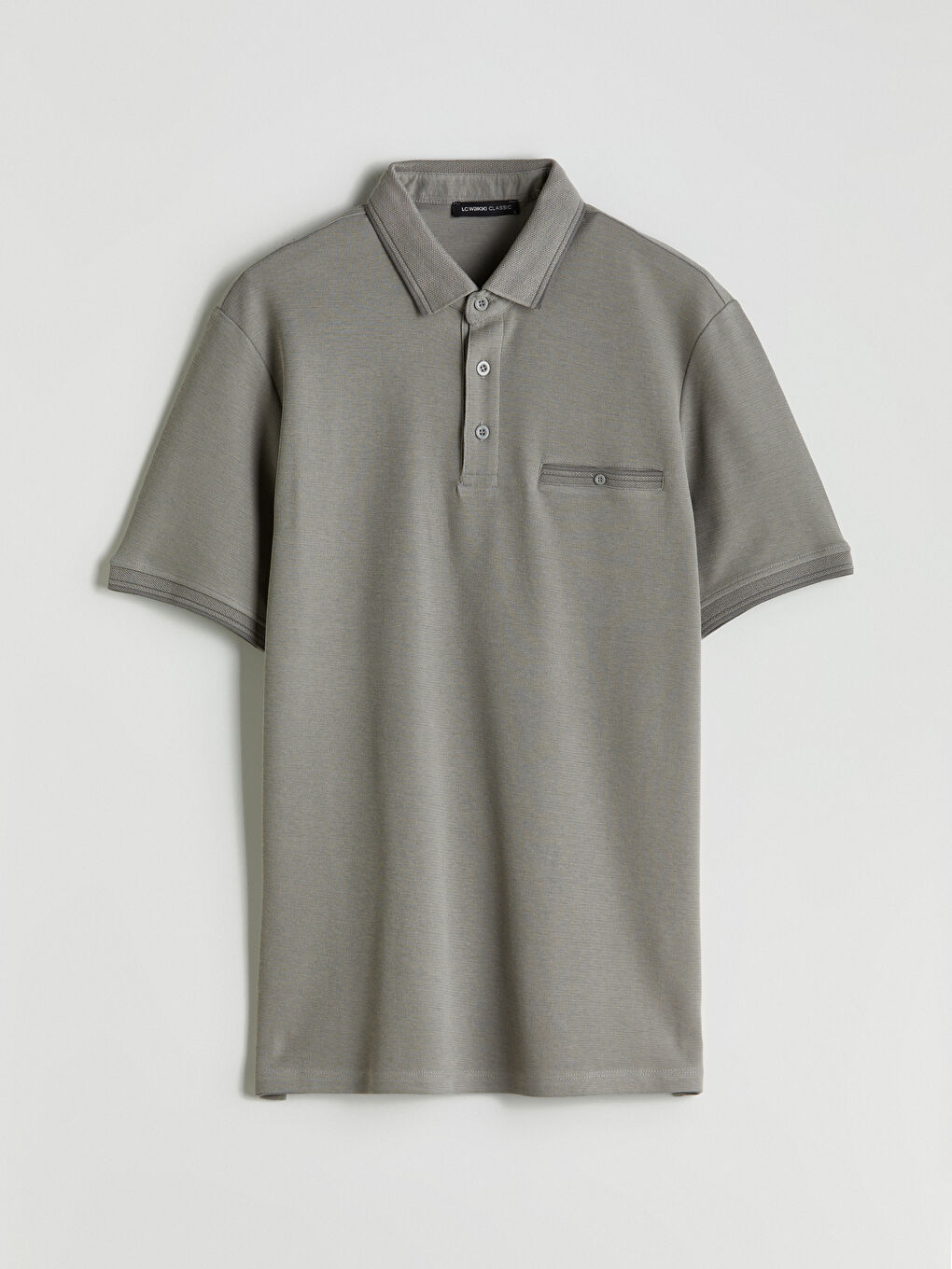 Gri Polo Yaka Merserize Görünümlü Erkek Tişört-4