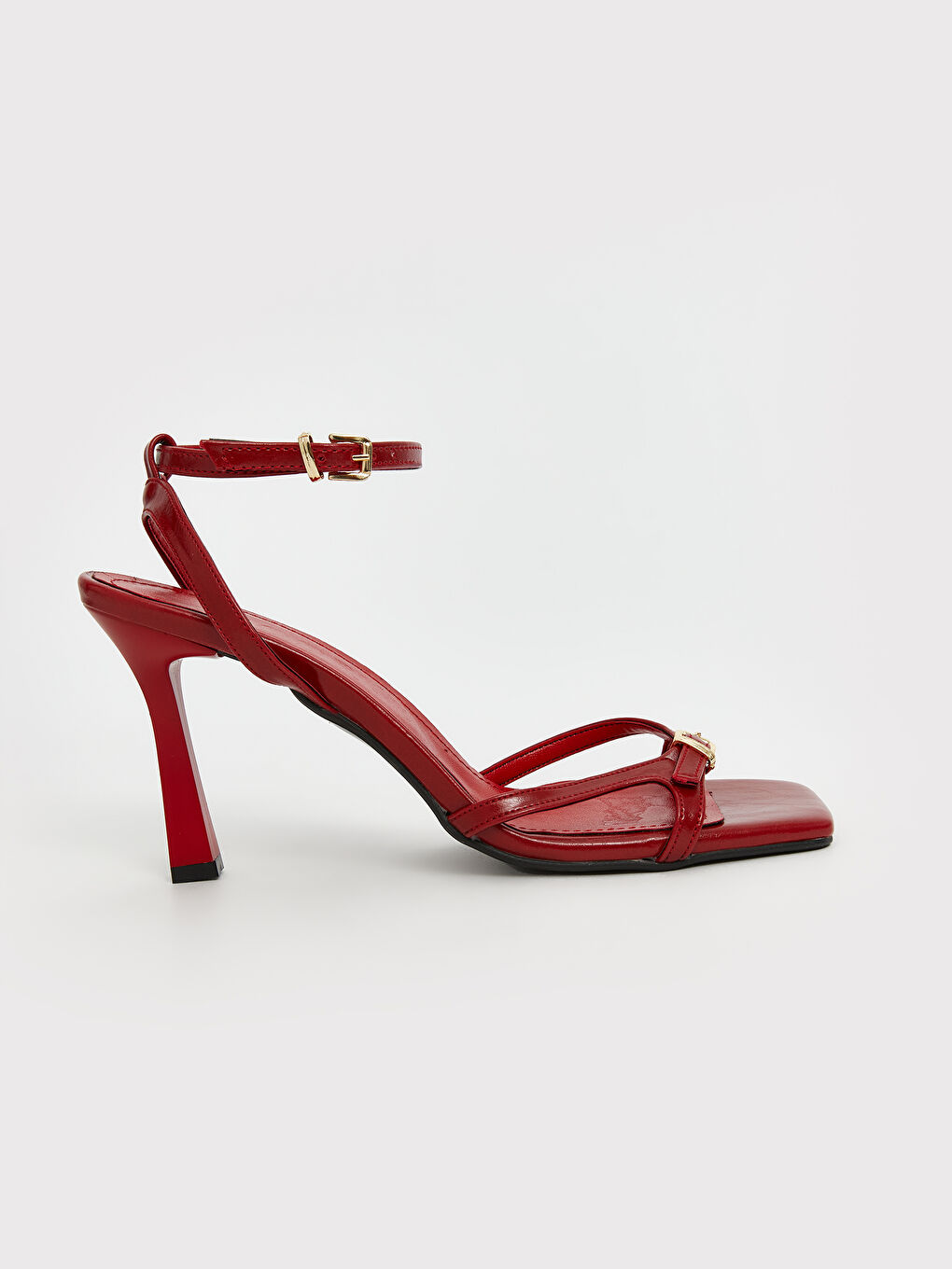 Kırmızı Bilekten Bağlamalı Kadın Topuklu Ayakkabı-1