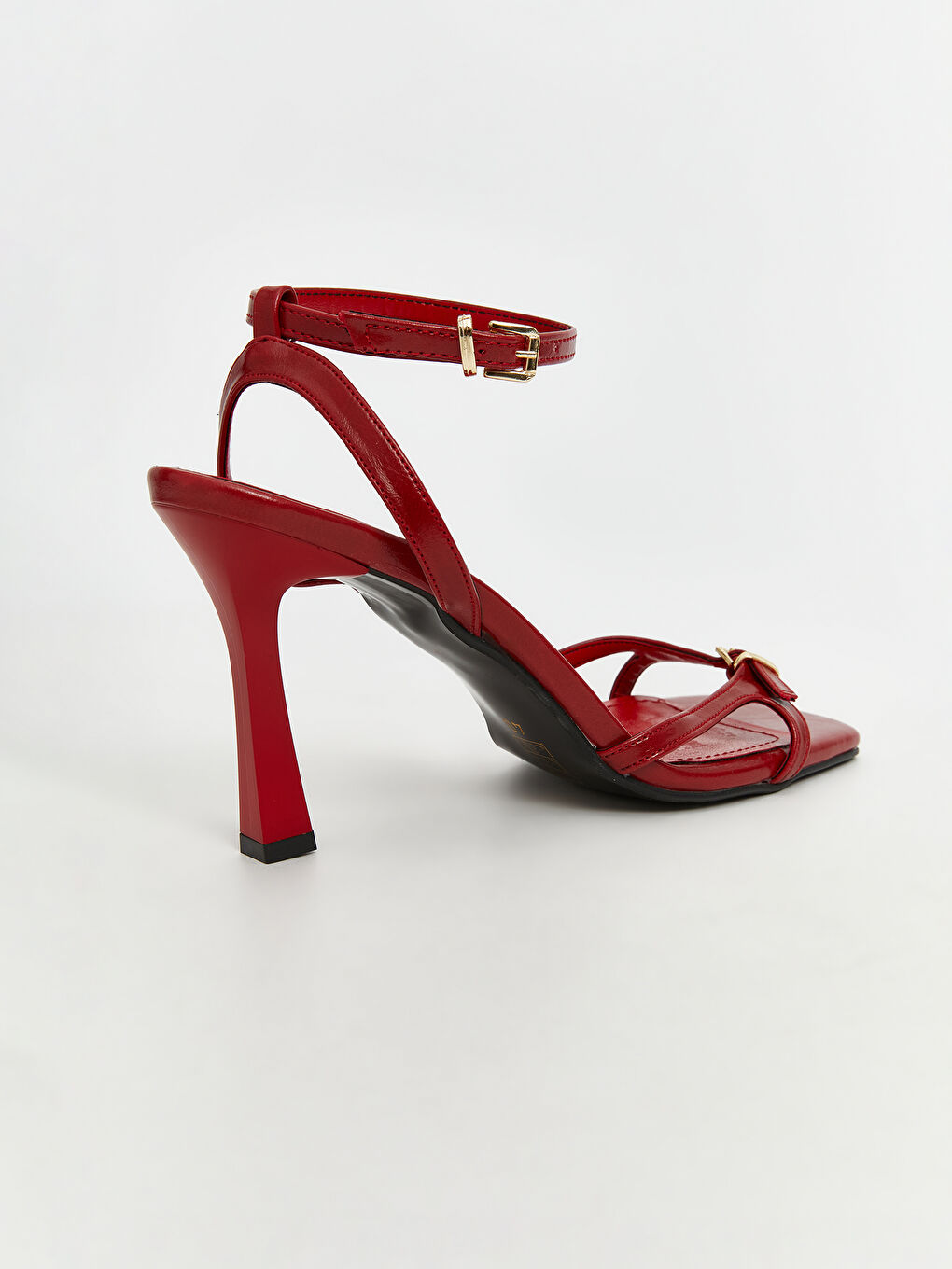 Kırmızı Bilekten Bağlamalı Kadın Topuklu Ayakkabı-4