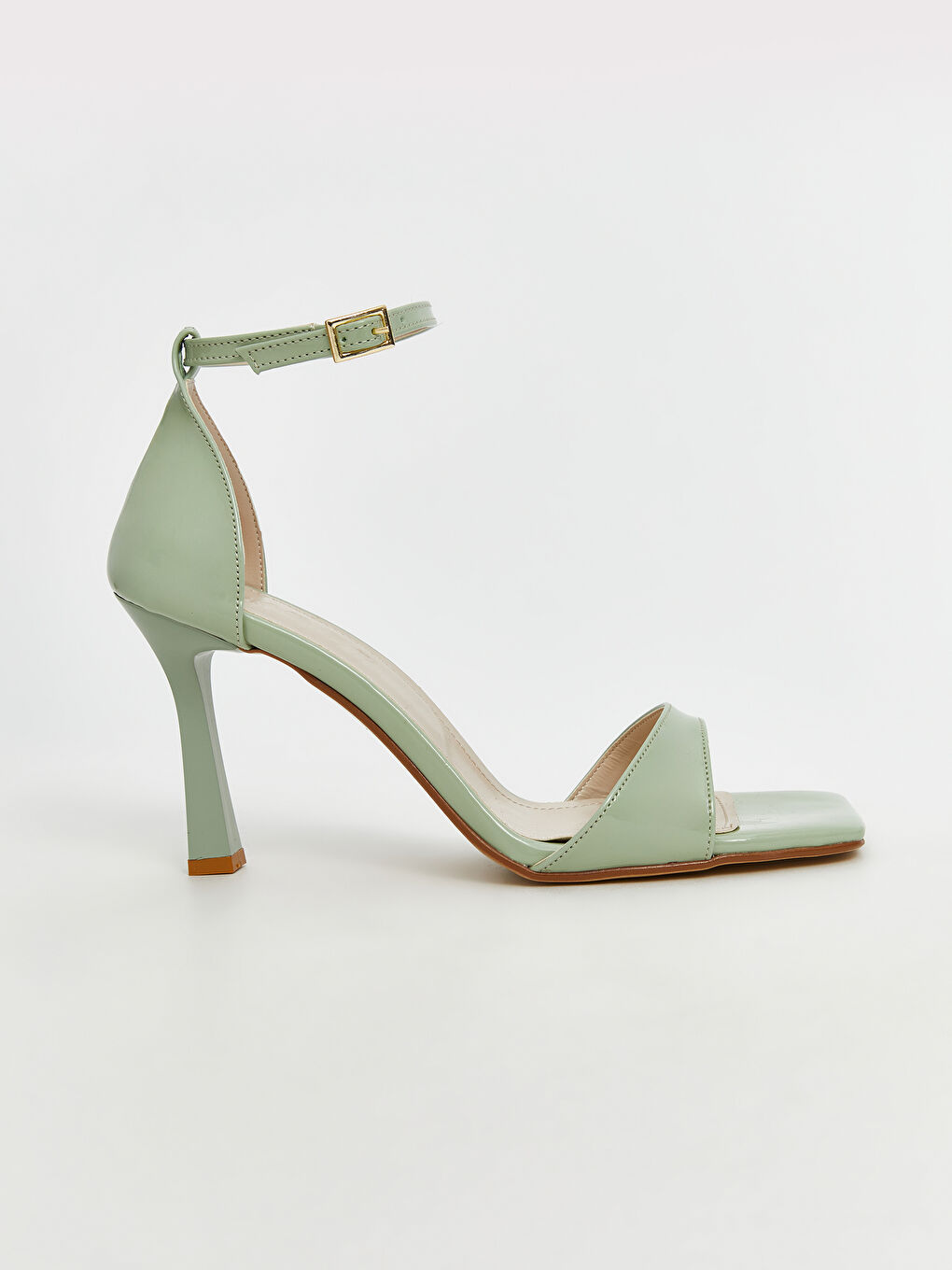 Yeşil Tek Bantlı Bilekten Bağlamalı Kadın Topuklu Ayakkabı-1