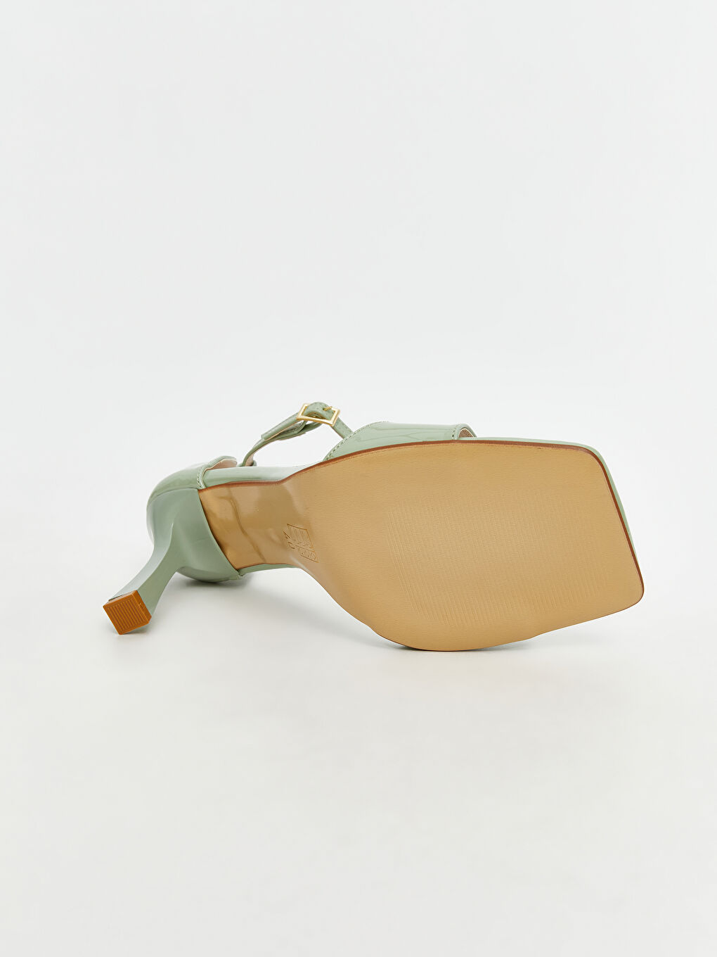 Yeşil Tek Bantlı Bilekten Bağlamalı Kadın Topuklu Ayakkabı-3