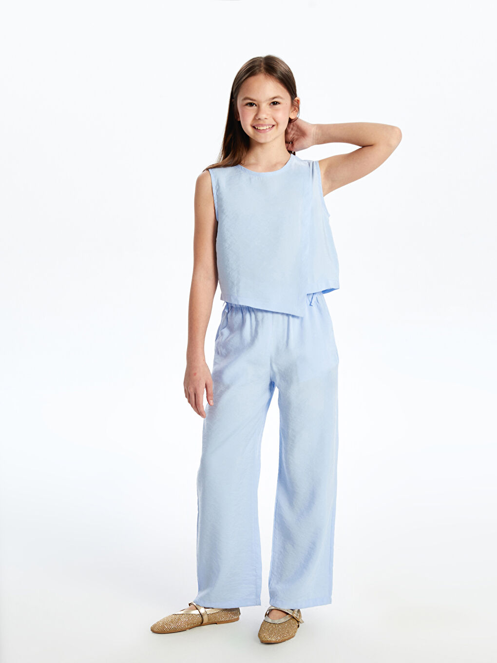 LCW Kids Elasticated Waist Floral Girls' Trousers -S5PN45Z4-DQ4