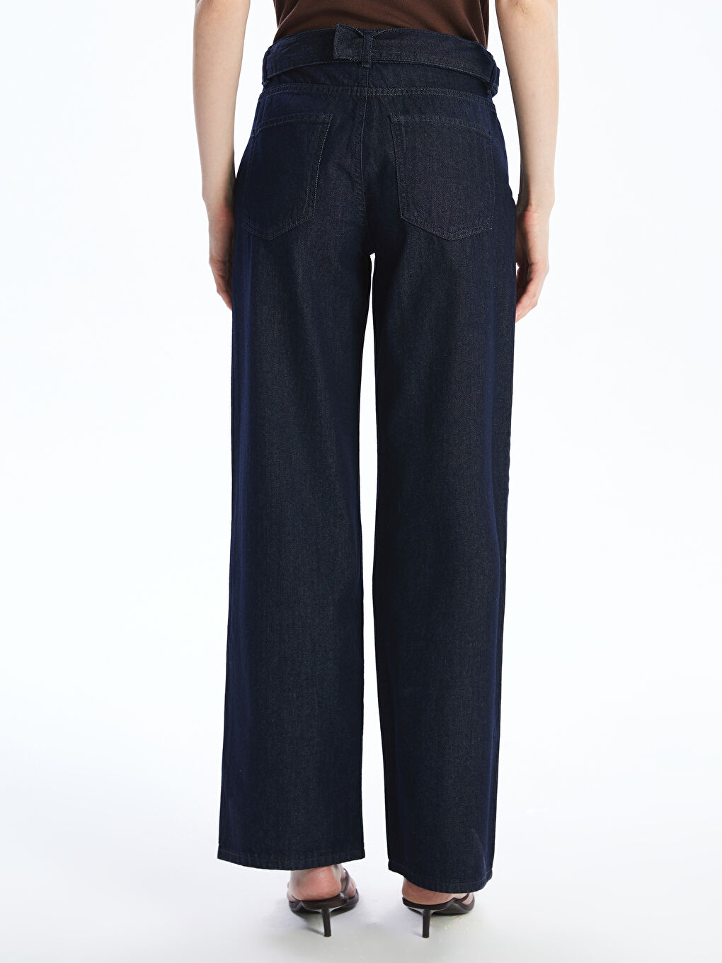 Waist Belted Wideleg Women's Jean Trousers -S5PN63Z8-309