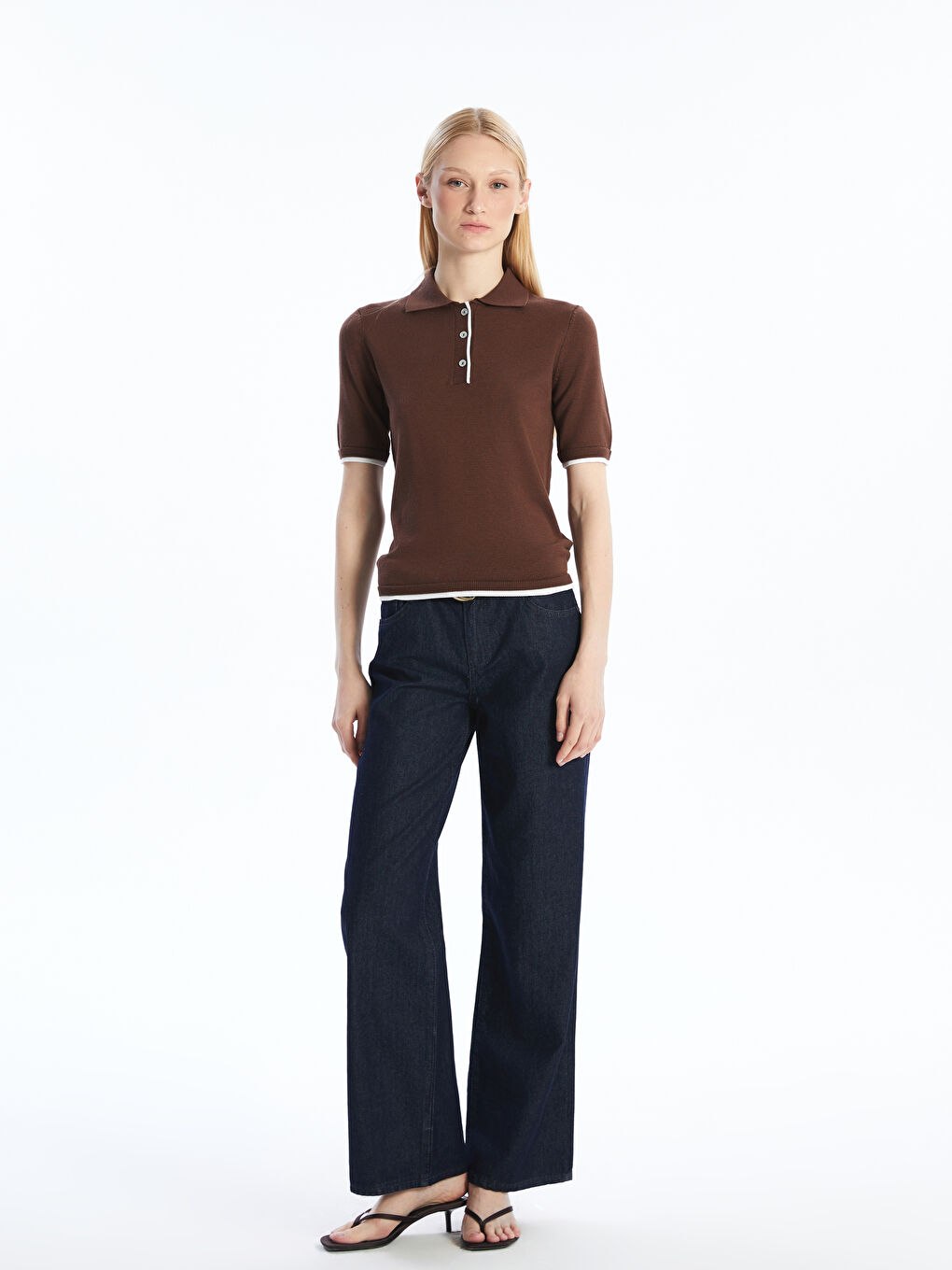 Waist Belted Wideleg Women's Jean Trousers -S5PN63Z8-309