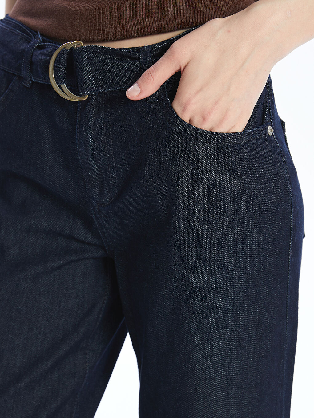 Waist Belted Wideleg Women's Jean Trousers -S5PN63Z8-309