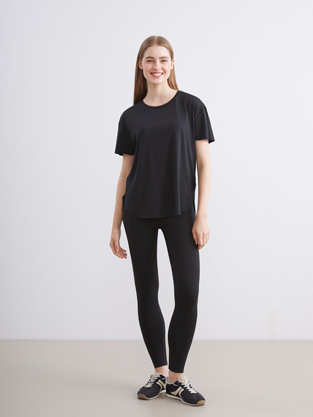 Siyah Beli Lastikli Kadın Spor Tayt