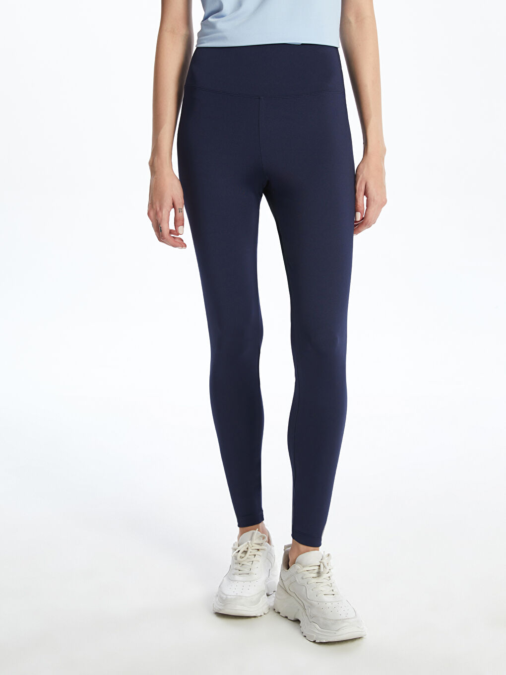 Lacivert Beli Lastikli Kadın Spor Tayt-1