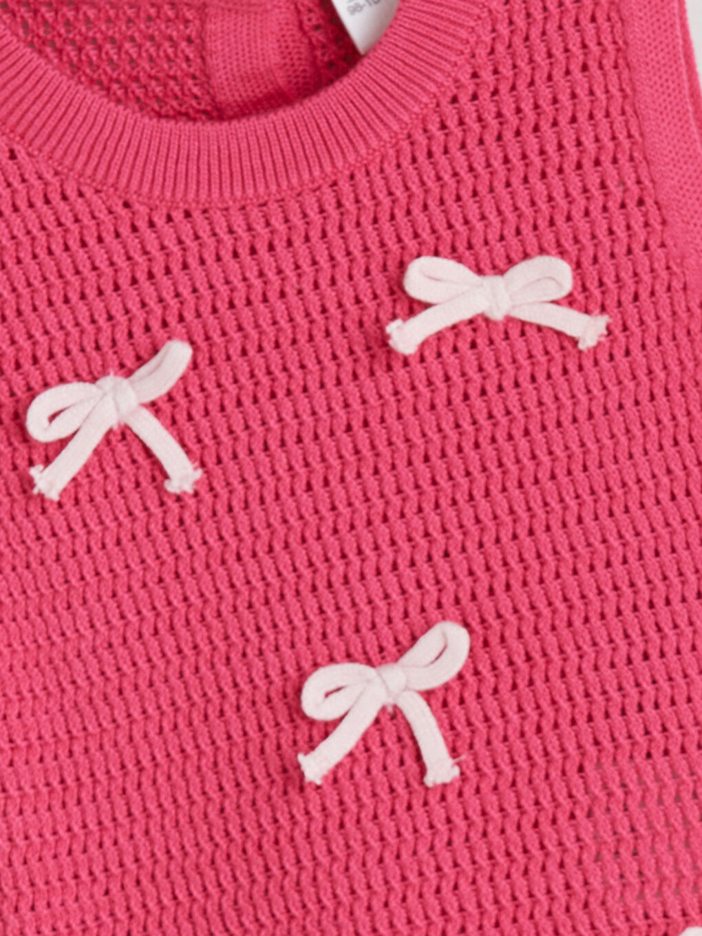 Pembe Kurdele Detaylı Kız Çocuk Triko Süveter-1