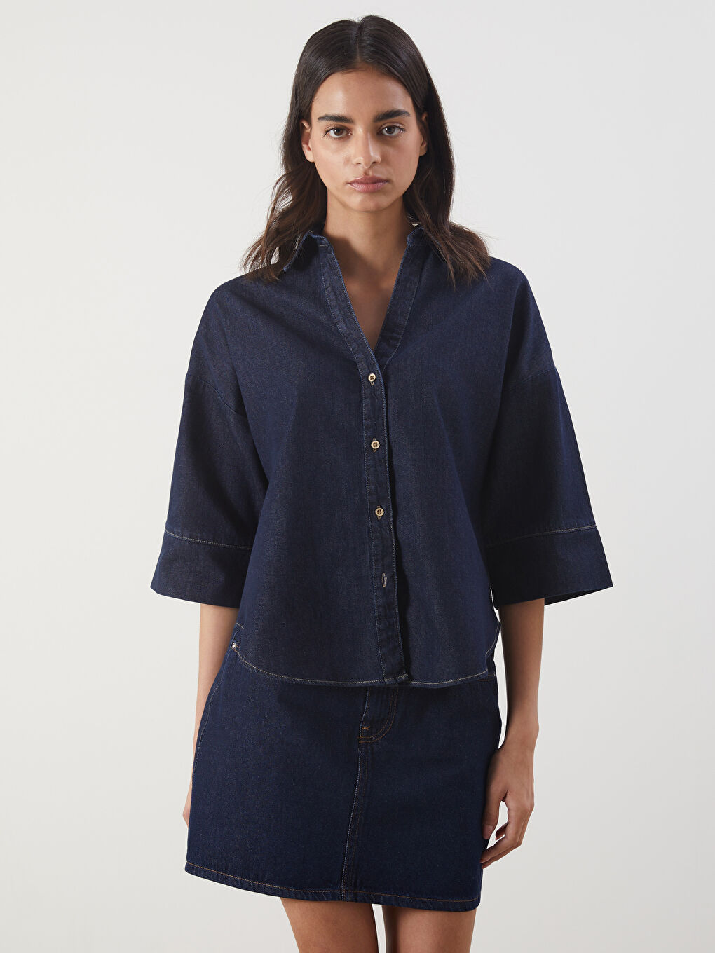 Loose Fit Women's Denim Shirt -S5PN84Z8-309