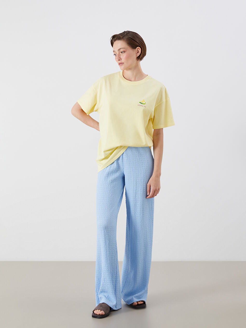 LCW Vision Crew Neck Printed Oversize Women's T-Shirt -S5PN96Z8-FSW