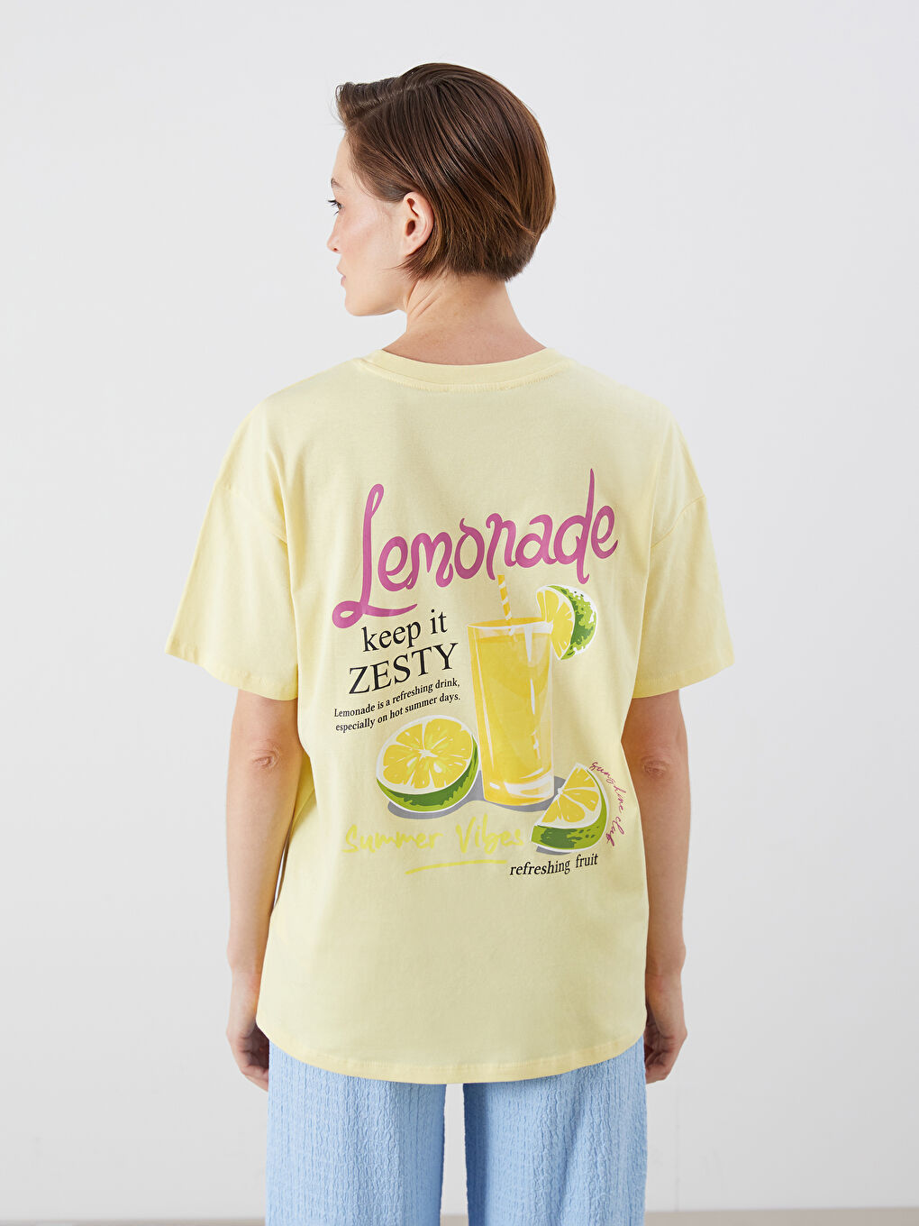 LCW Vision Crew Neck Printed Oversize Women's T-Shirt -S5PN96Z8-FSW