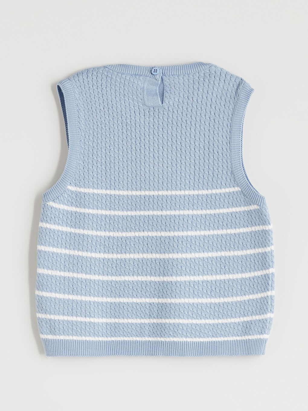 Mavi Kurdele Detaylı Çizgili Kız Çocuk Süveter-2
