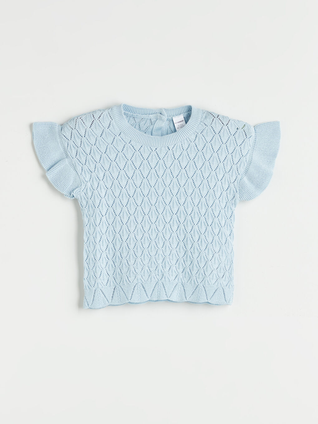 Mavi Kısa Kollu Kız Çocuk Triko Kazak