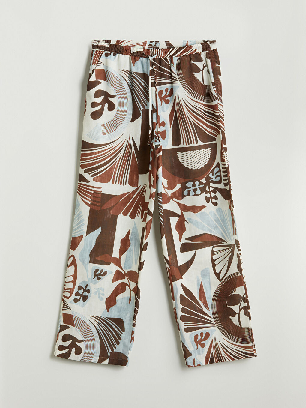 Elasticated Waist Patterned Wide Leg Women's Trousers -S5PO14Z8-LQQ