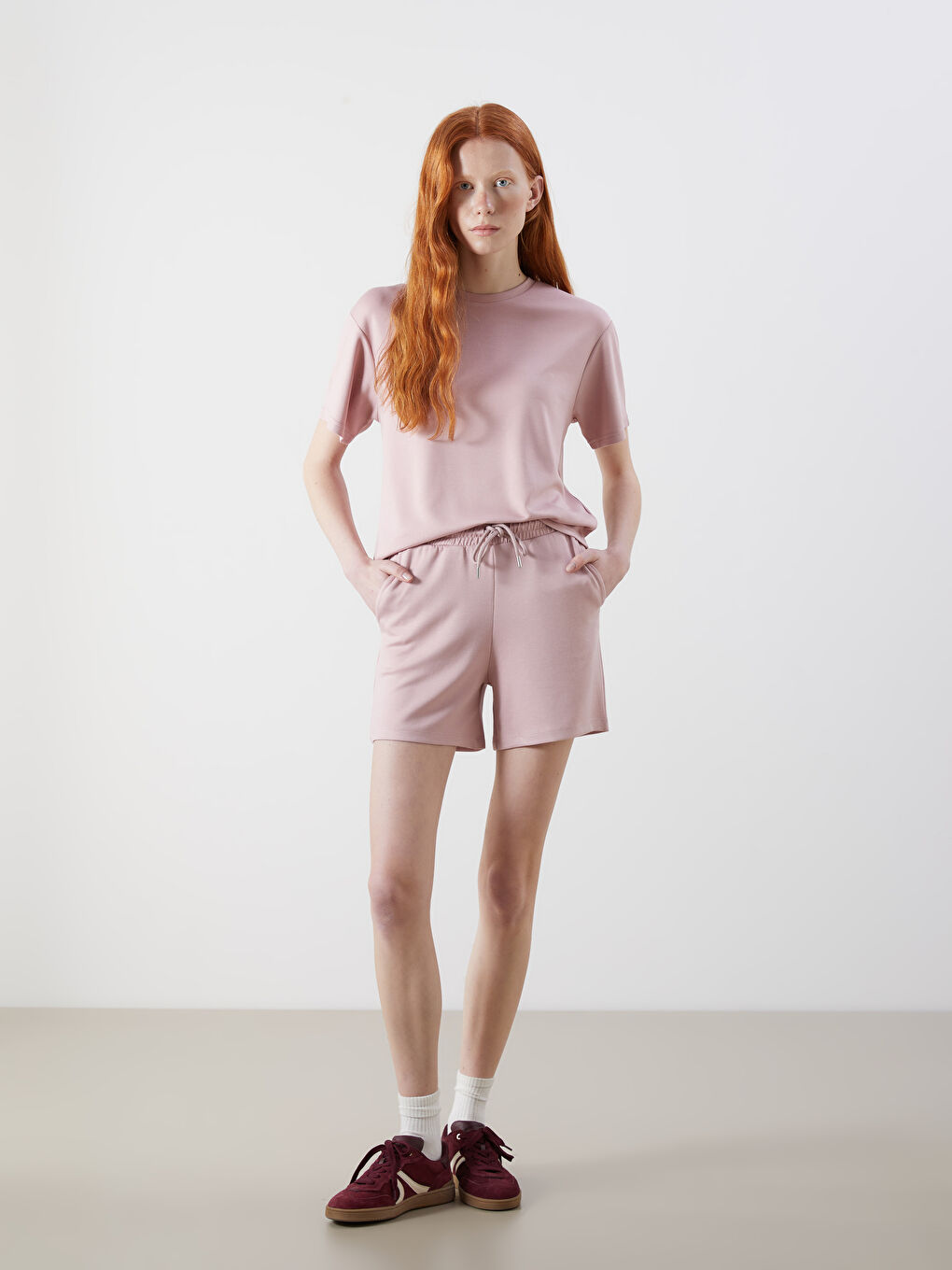 Elasticated Waist Women's Shorts -S5PO26Z8-Z1C