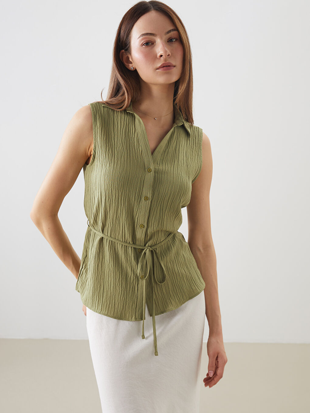 Textured Women's Shirt -S5PO58Z8-DLB